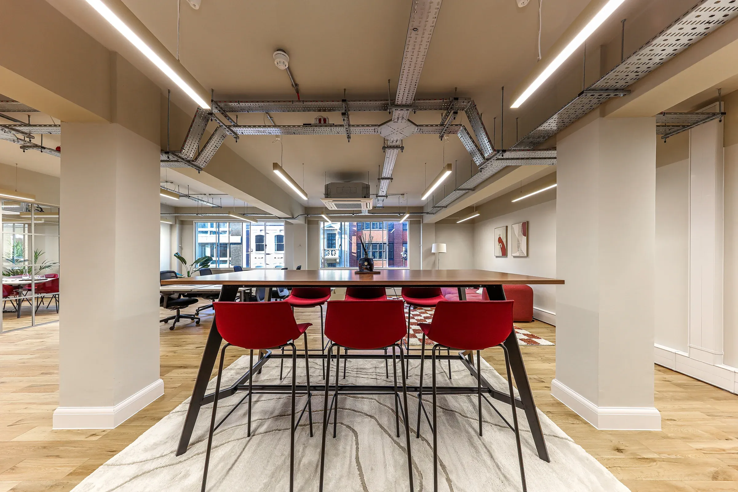 42 Great Portland Street workspace with honed stone worktops
